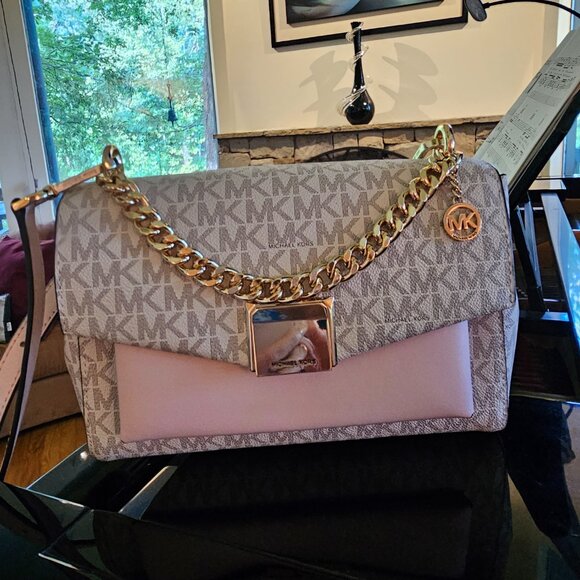 NWOT Michael Kors Lita Medium Two-Tone Logo Crossbody Bag - Picture 4 of 12